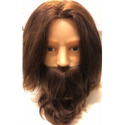 Kiepe férfi szakállas babafej humán hajjal, 25 cm